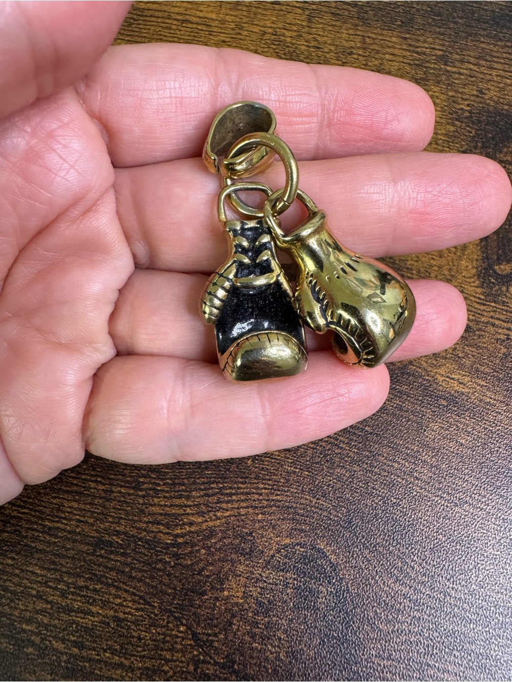 Fighter Boxing Gloves Charm Pendant - Gold Tone  Women Men Heavy Sportcore